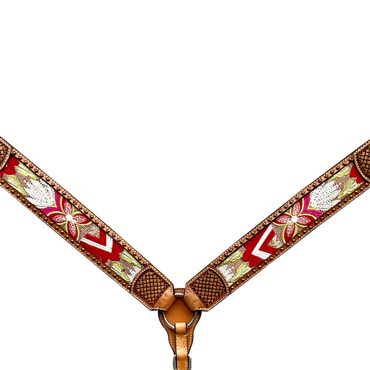 BER333-Western Leather Breast Collar