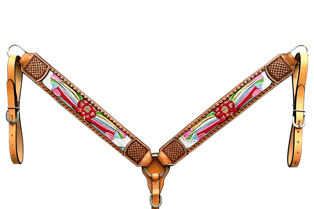 BER334-Western Leather Breast Collar
