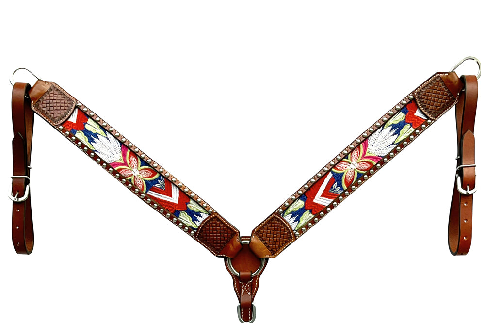 BER335-Western Leather Breast Collar
