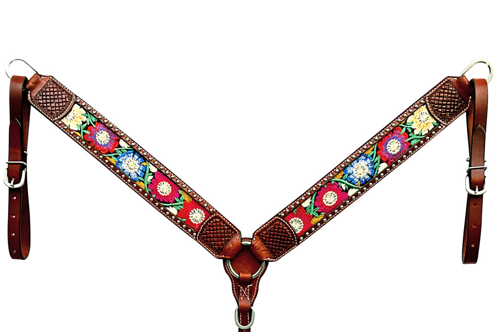 BER337-Western Leather Breast Collar