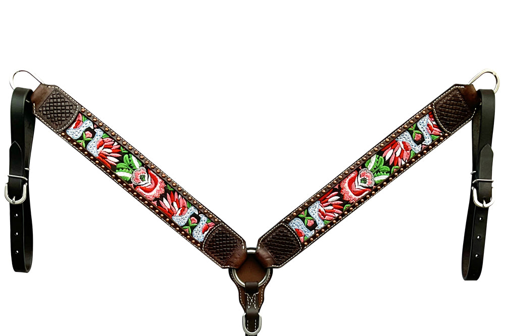 BER342-Western Leather Breast Collar