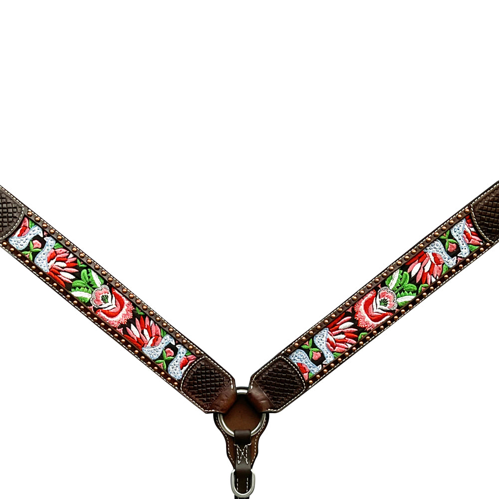 BER342-Western Leather Breast Collar