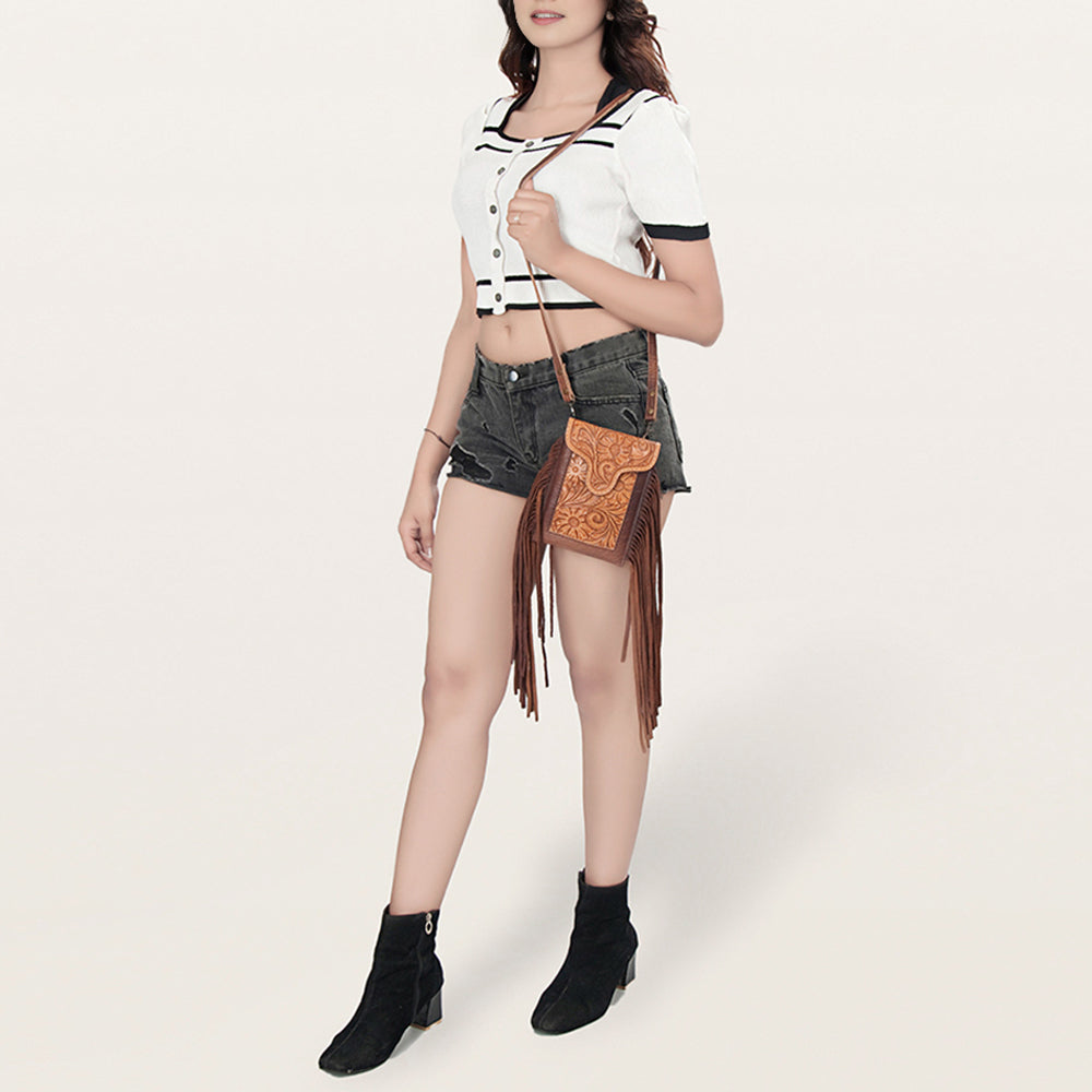 ADBG943 Cellphone Holder Genuine Western Leather Bag Sage