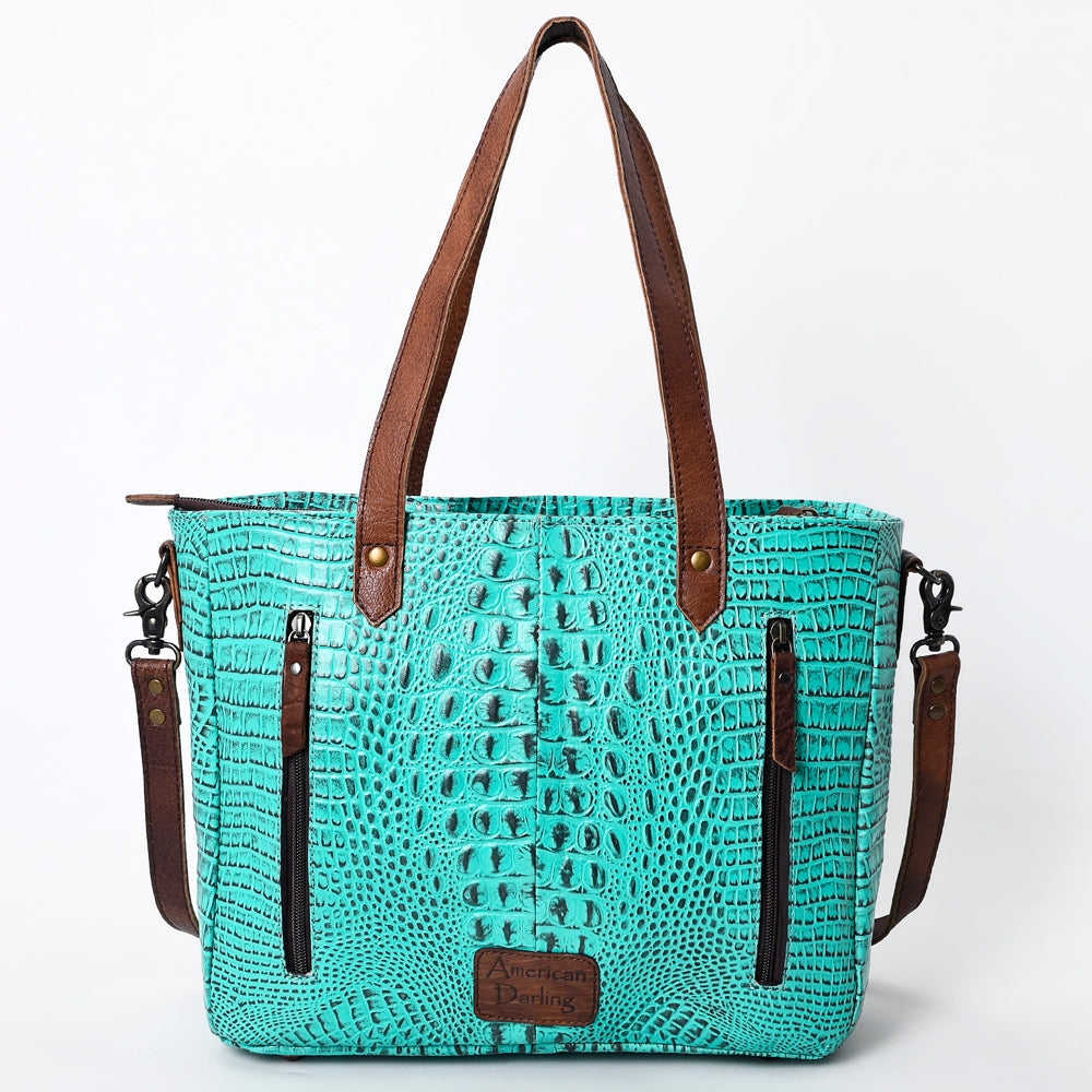 ADBG957 American Darling Exotic Embossed Leather Western Tote Bag with Adjustable Crossbody Strap