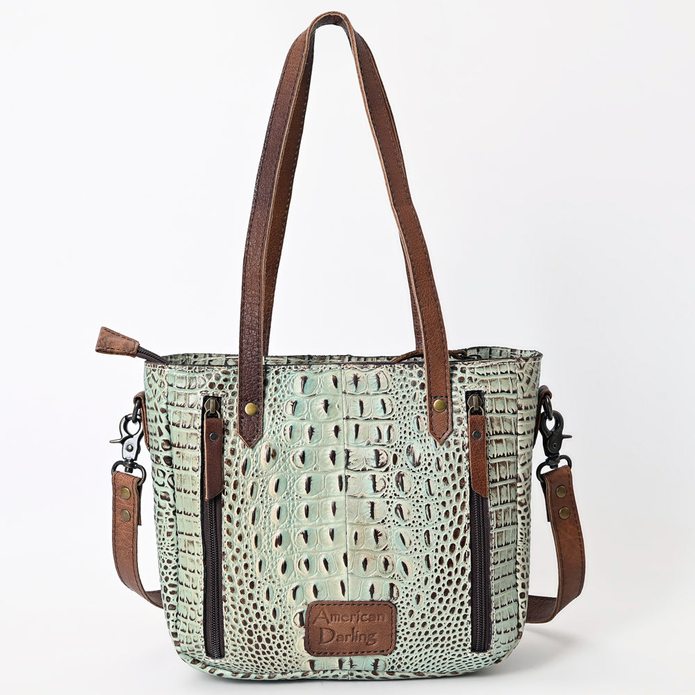 LC-ADBG959 Crocodile Embossed Genuine Leather Western Tote Compact Handbag by American Darling
