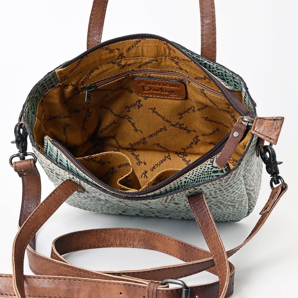 LC-ADBG959 Crocodile Embossed Genuine Leather Western Tote Compact Handbag by American Darling