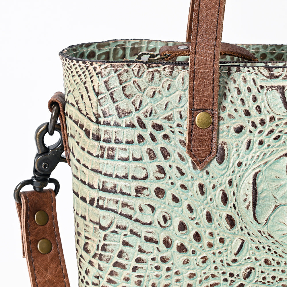 LC-ADBG959 Crocodile Embossed Genuine Leather Western Tote Compact Handbag by American Darling