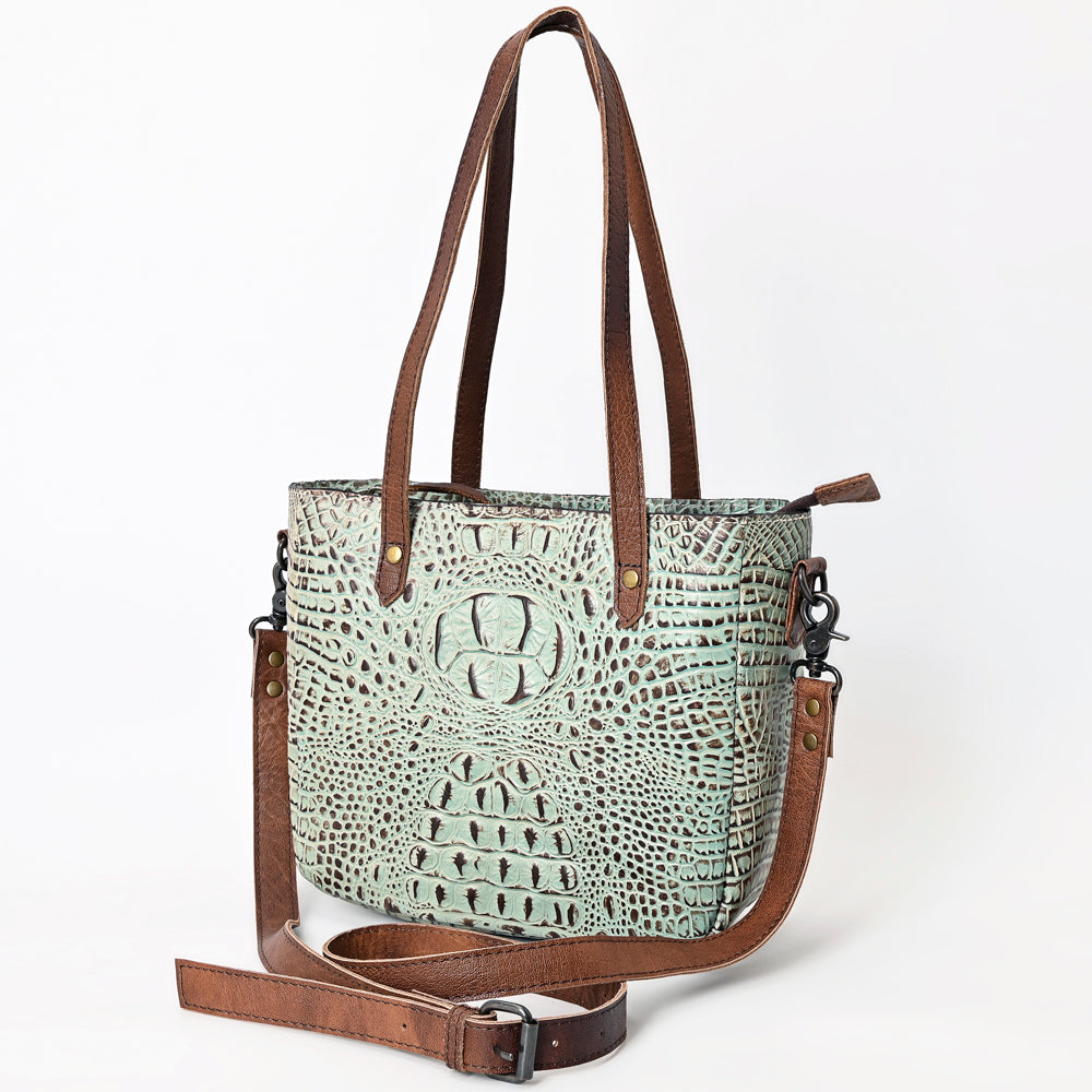 LC-ADBG959 Crocodile Embossed Genuine Leather Western Tote Compact Handbag by American Darling