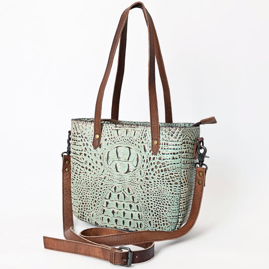 LC-ADBG959 Crocodile Embossed Genuine Leather Western Tote Compact Handbag by American Darling