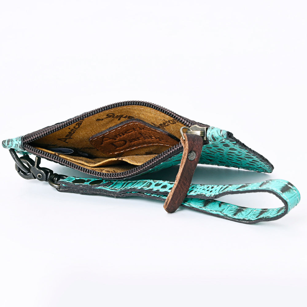 ADBG961 Croc-Embossed Leather Wristlet with Zip Pocket & Strap