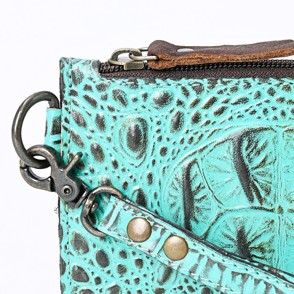 ADBG961 Croc-Embossed Leather Wristlet with Zip Pocket & Strap