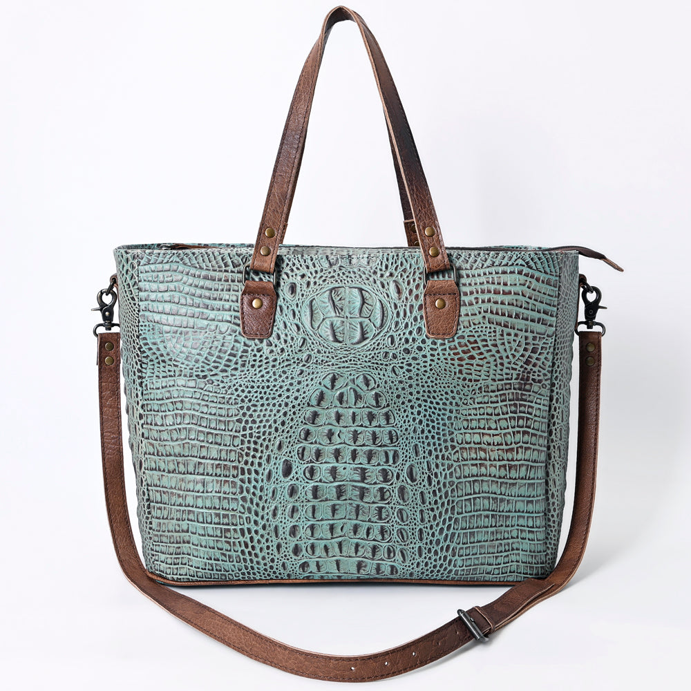 ADBG962 Crocodile Embossed Genuine Leather Western Tote Compact Handbag by American Darling