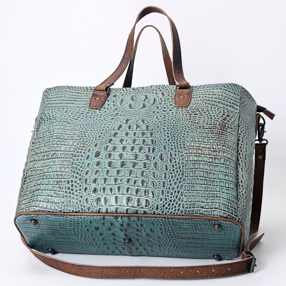 ADBG962 Crocodile Embossed Genuine Leather Western Tote Compact Handbag by American Darling