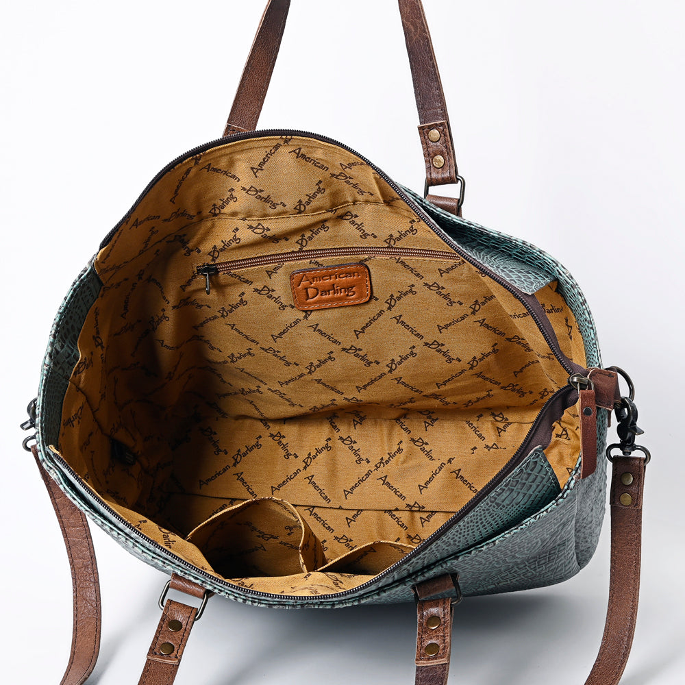 ADBG962 Crocodile Embossed Genuine Leather Western Tote Compact Handbag by American Darling