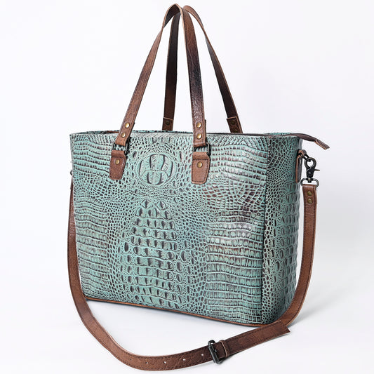 ADBG962 Crocodile Embossed Genuine Leather Western Tote Compact Handbag by American Darling