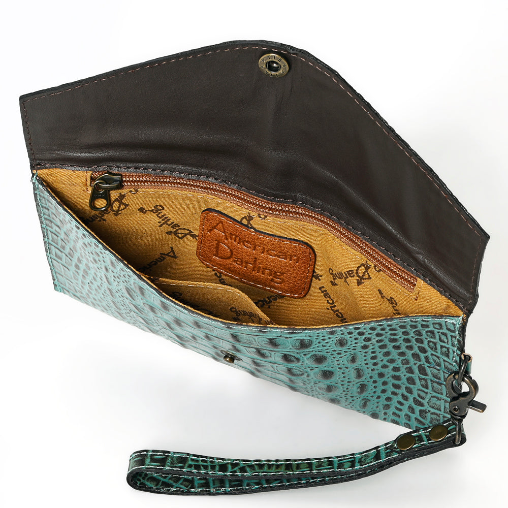 ADBG968 American Darling Crocodile Embossed Western Leather Wallet