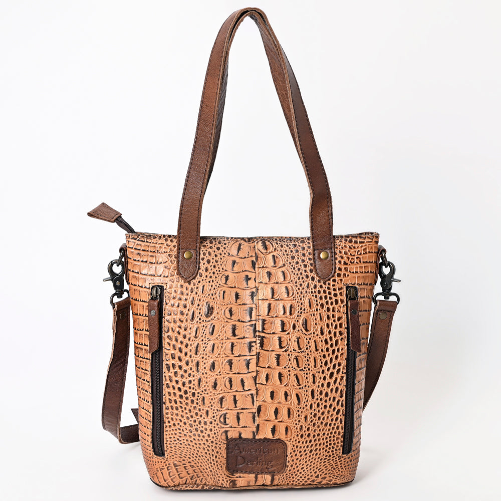 ADBG969 American Darling Exotic Embossed Leather Crossbody Vertical Tote Bag