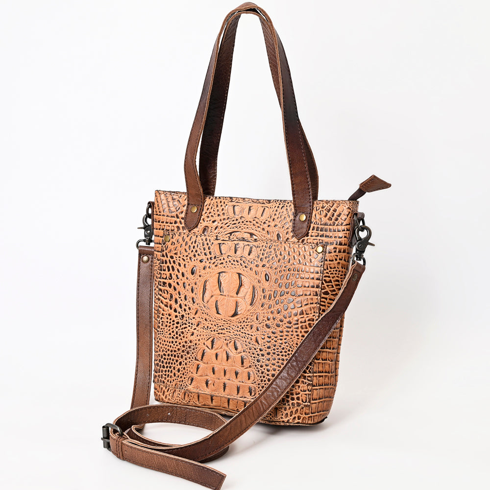 ADBG969 American Darling Exotic Embossed Leather Crossbody Vertical Tote Bag