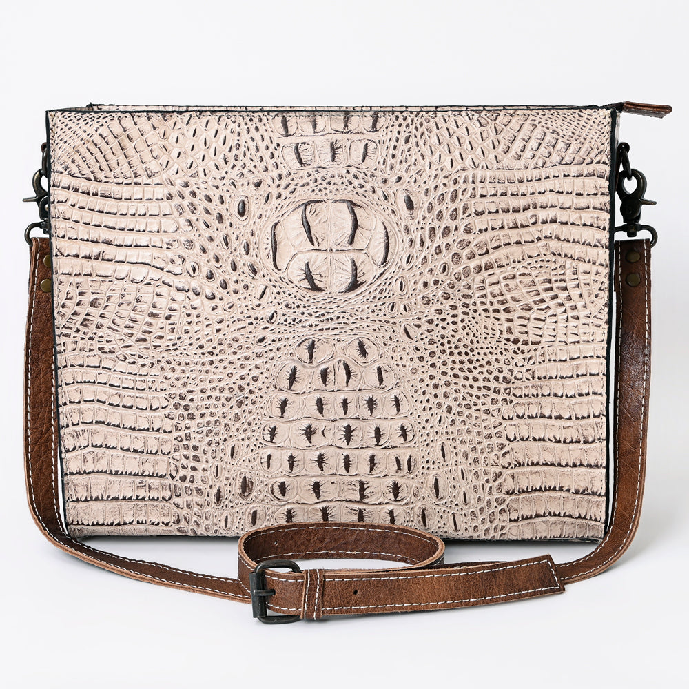 ADBG971 American Darling Crocodile Embossed Western Leather Messenger Bag