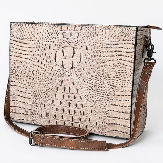 ADBG971 American Darling Crocodile Embossed Western Leather Messenger Bag