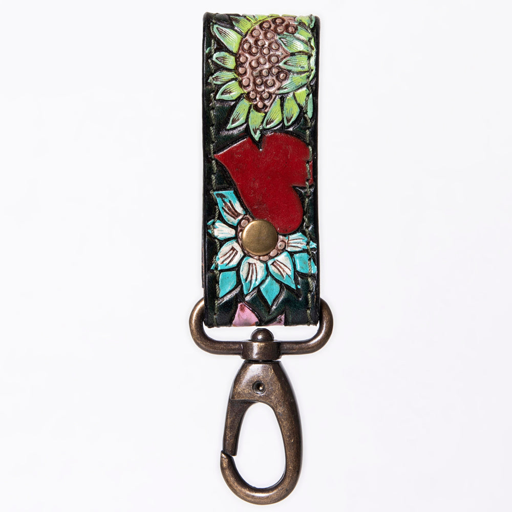 LC-ADKR210H Hand Tooled Carved Genuine Leather Keyring
