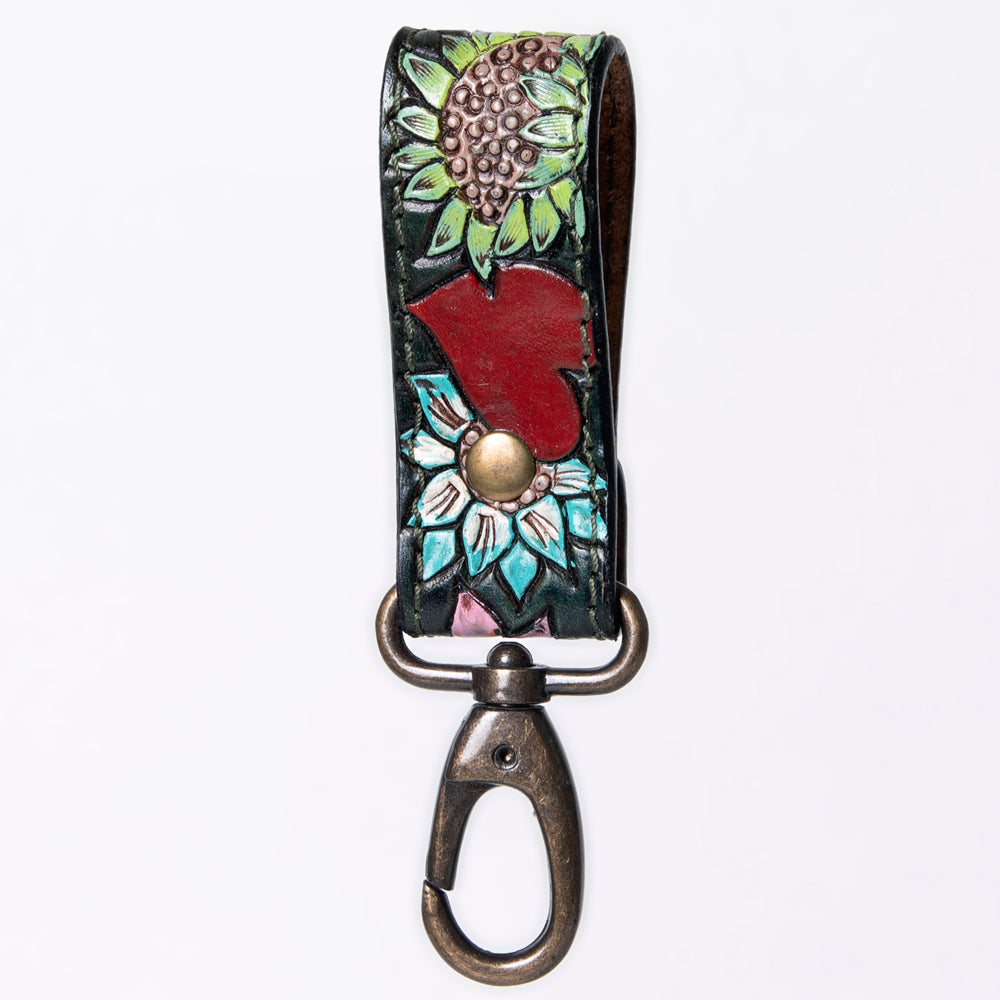 LC-ADKR210H Hand Tooled Carved Genuine Leather Keyring