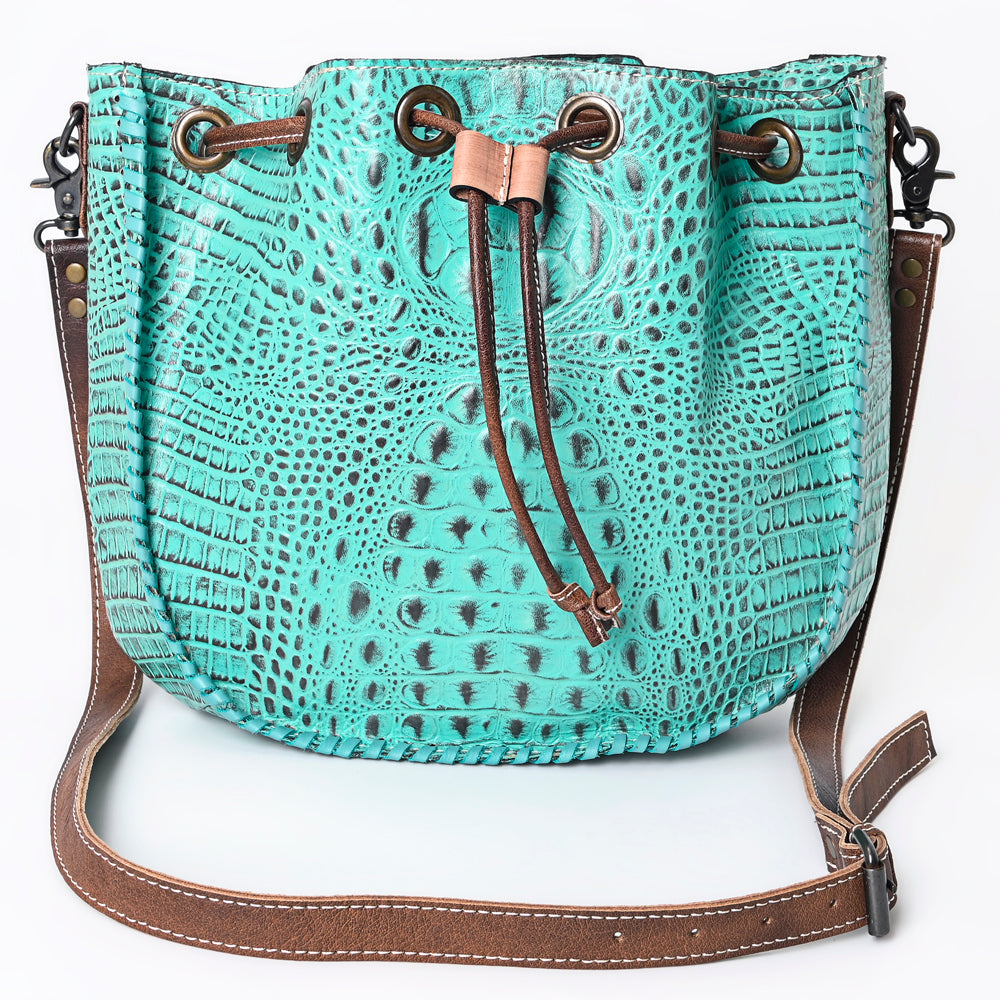 ADBG975 American Darling Crocodile Embossed Western Leather Bucket Bag