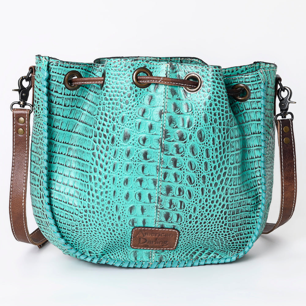 ADBG975 American Darling Crocodile Embossed Western Leather Bucket Bag