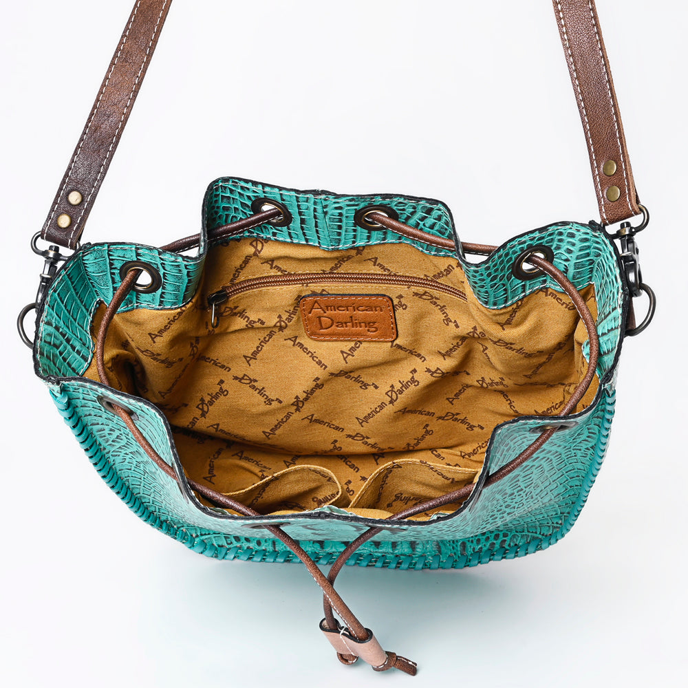 ADBG975 American Darling Crocodile Embossed Western Leather Bucket Bag