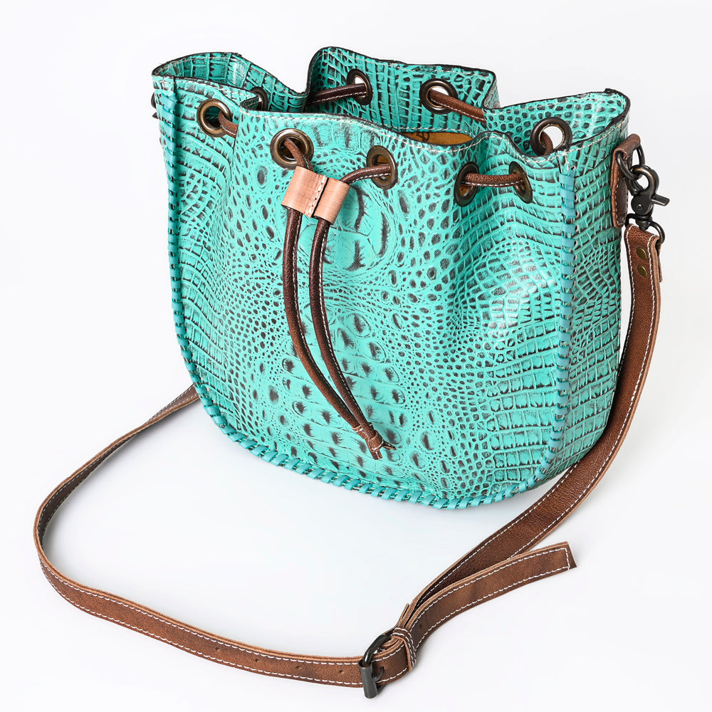 ADBG975 American Darling Crocodile Embossed Western Leather Bucket Bag