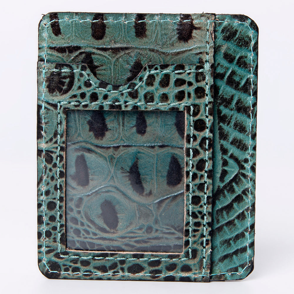 ADBG976 Crocodile Embossed Leather Card Holder Western Minimalist by American Darling