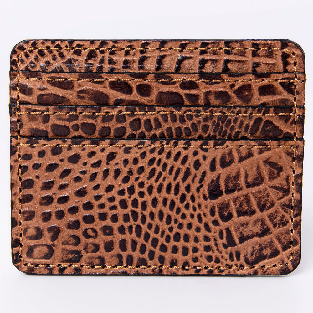 ADBG976 Crocodile Embossed Leather Card Holder Western Minimalist by American Darling