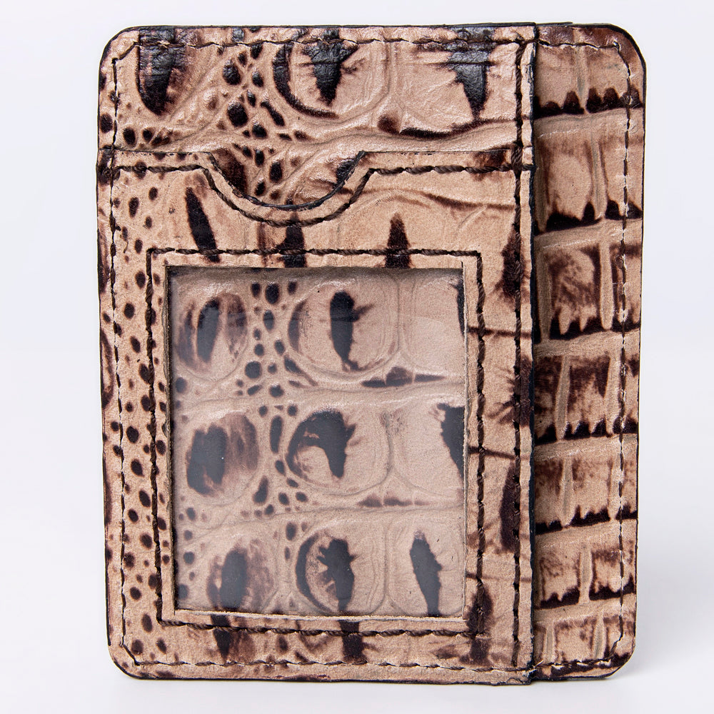 ADBG976 Crocodile Embossed Leather Card Holder Western Minimalist by American Darling