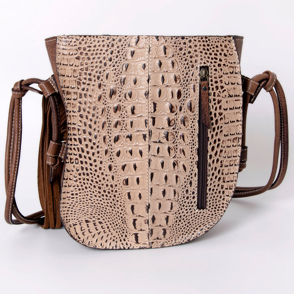 ADBG977 American Darling Fringed Western Leather Tote Bag - Crocodile Embossed