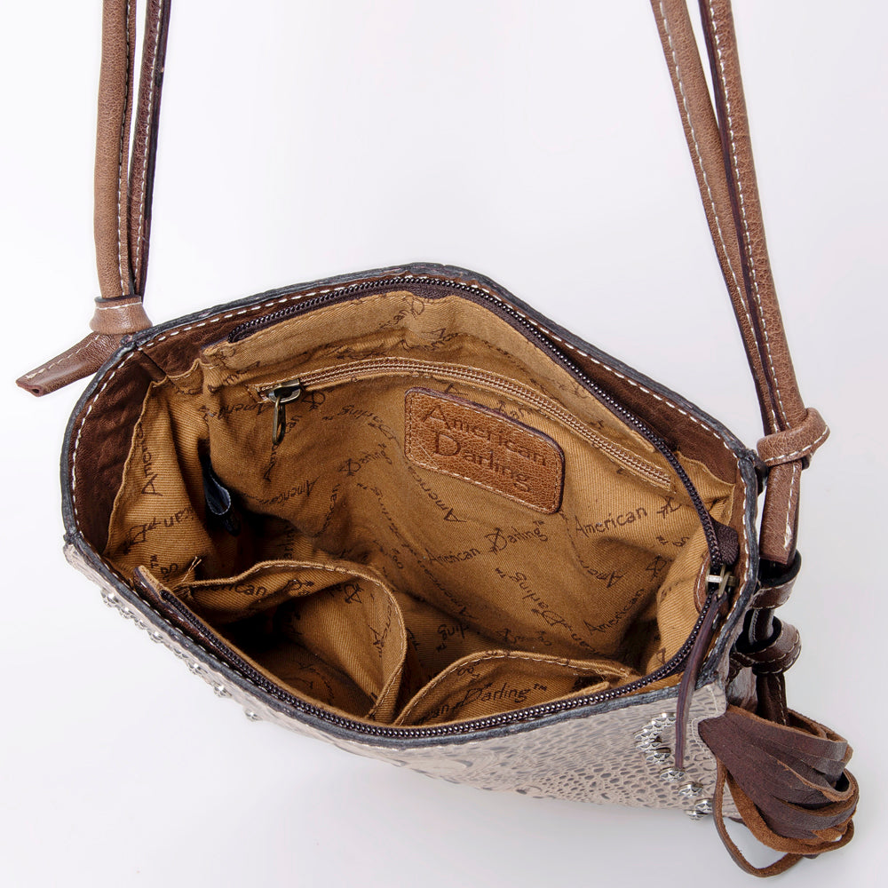 ADBG977 American Darling Fringed Western Leather Tote Bag - Crocodile Embossed