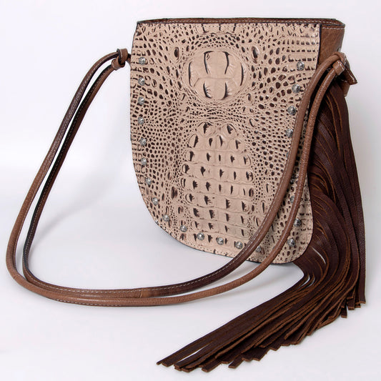 ADBG977 American Darling Fringed Western Leather Tote Bag - Crocodile Embossed