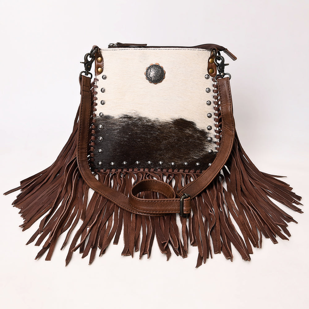 ADBG981 Hair-On Cowhide Leather Crossbody Fringe Bag Western Handcrafted by American Darling