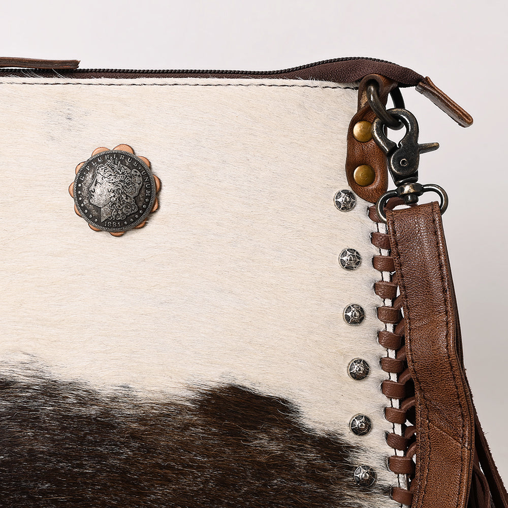 ADBG981 Hair-On Cowhide Leather Crossbody Fringe Bag Western Handcrafted by American Darling