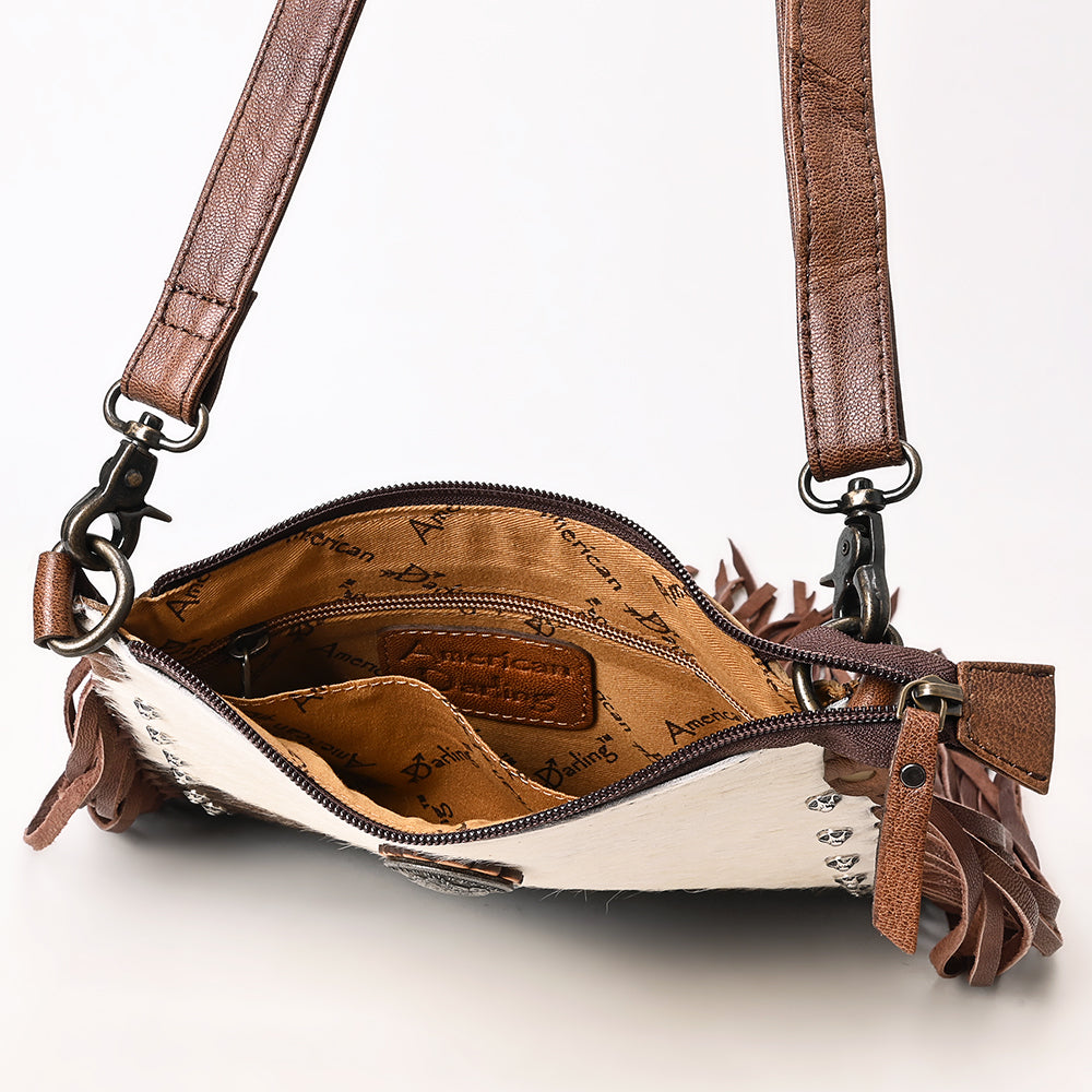 ADBG981 Hair-On Cowhide Leather Crossbody Fringe Bag Western Handcrafted by American Darling