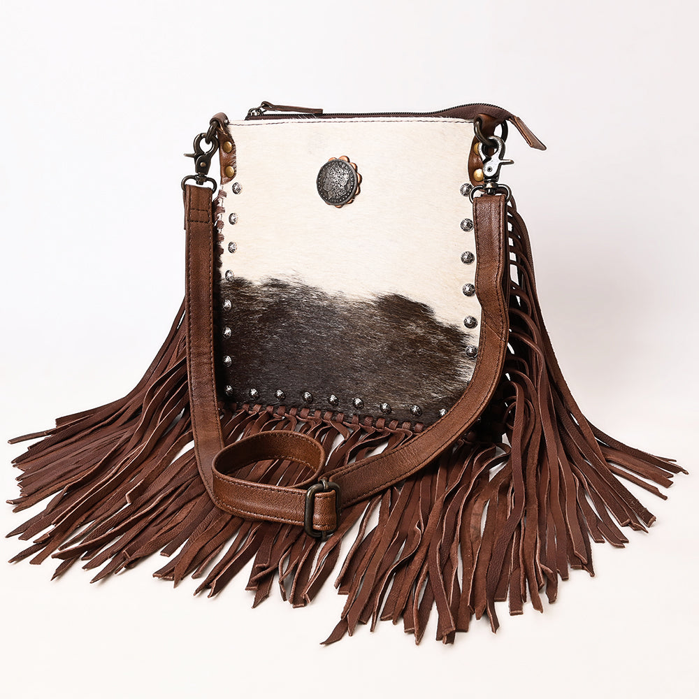 ADBG981 Hair-On Cowhide Leather Crossbody Fringe Bag Western Handcrafted by American Darling