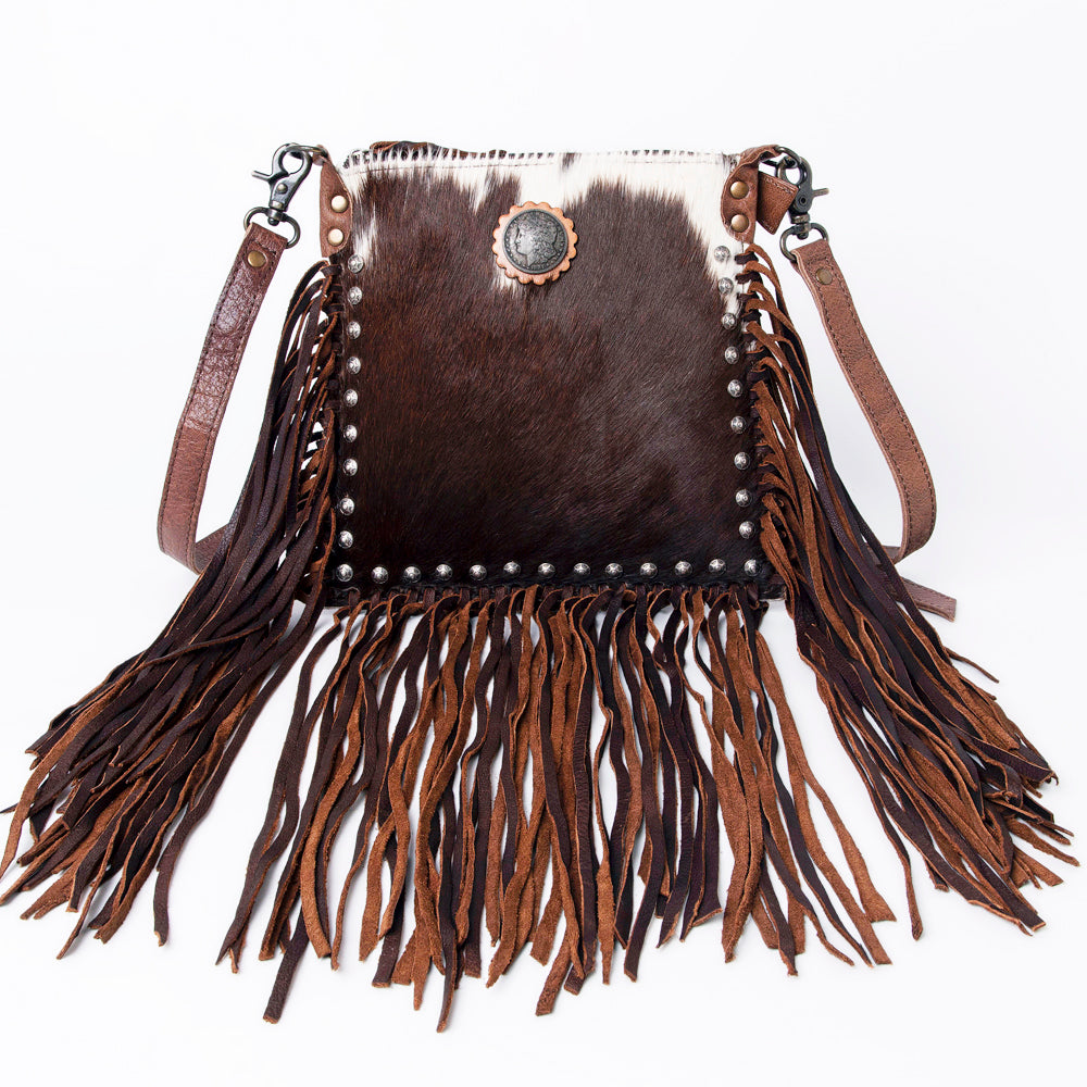 ADBG981 Hair-On Cowhide Leather Crossbody Fringe Bag Western Handcrafted by American Darling