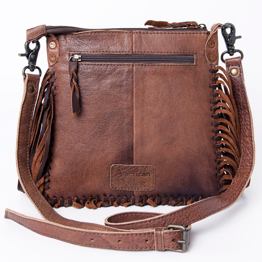 ADBG981 Hair-On Cowhide Leather Crossbody Fringe Bag Western Handcrafted by American Darling