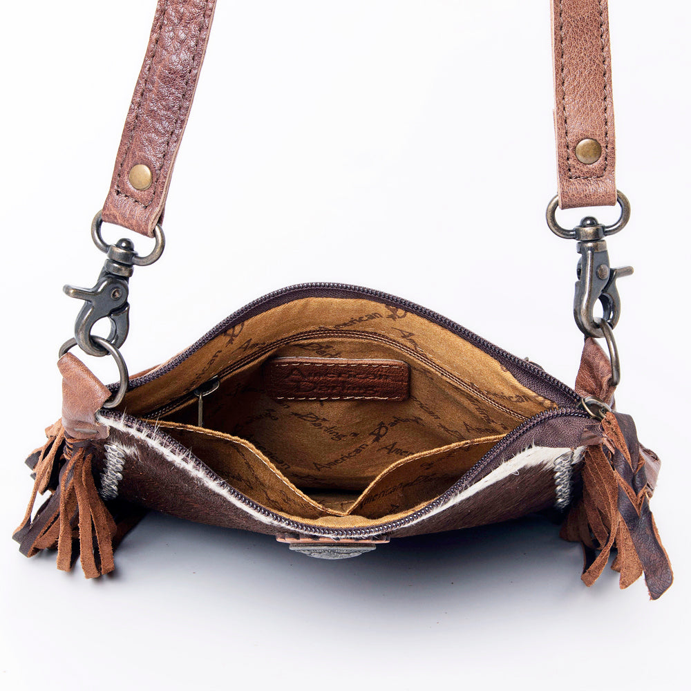 ADBG981 Hair-On Cowhide Leather Crossbody Fringe Bag Western Handcrafted by American Darling