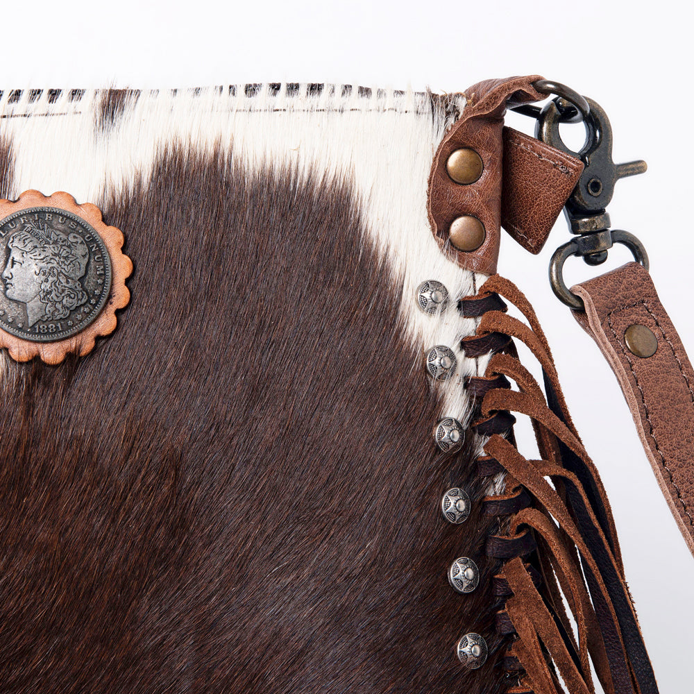 ADBG981 Hair-On Cowhide Leather Crossbody Fringe Bag Western Handcrafted by American Darling