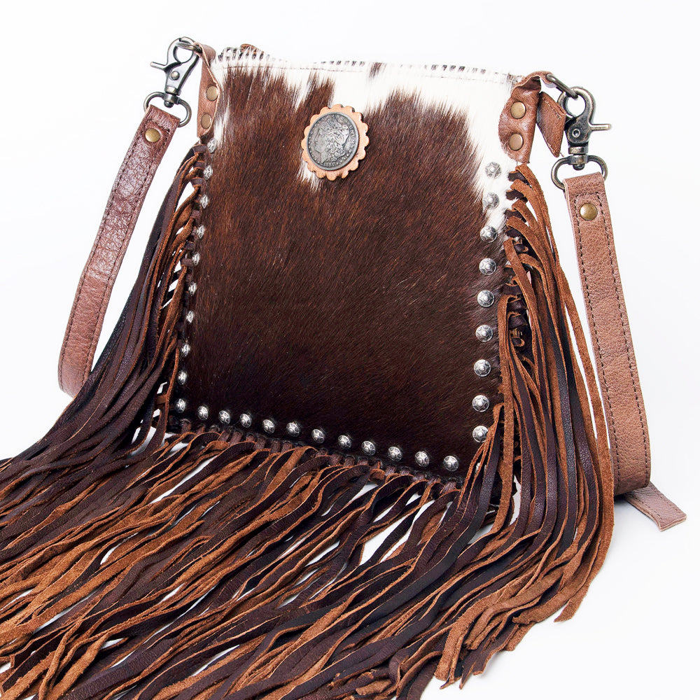 ADBG981 Hair-On Cowhide Leather Crossbody Fringe Bag Western Handcrafted by American Darling