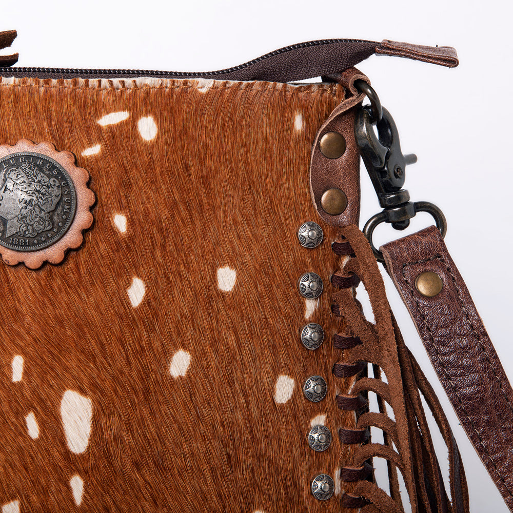 ADBG981 Hair-On Cowhide Leather Crossbody Fringe Bag Western Handcrafted by American Darling