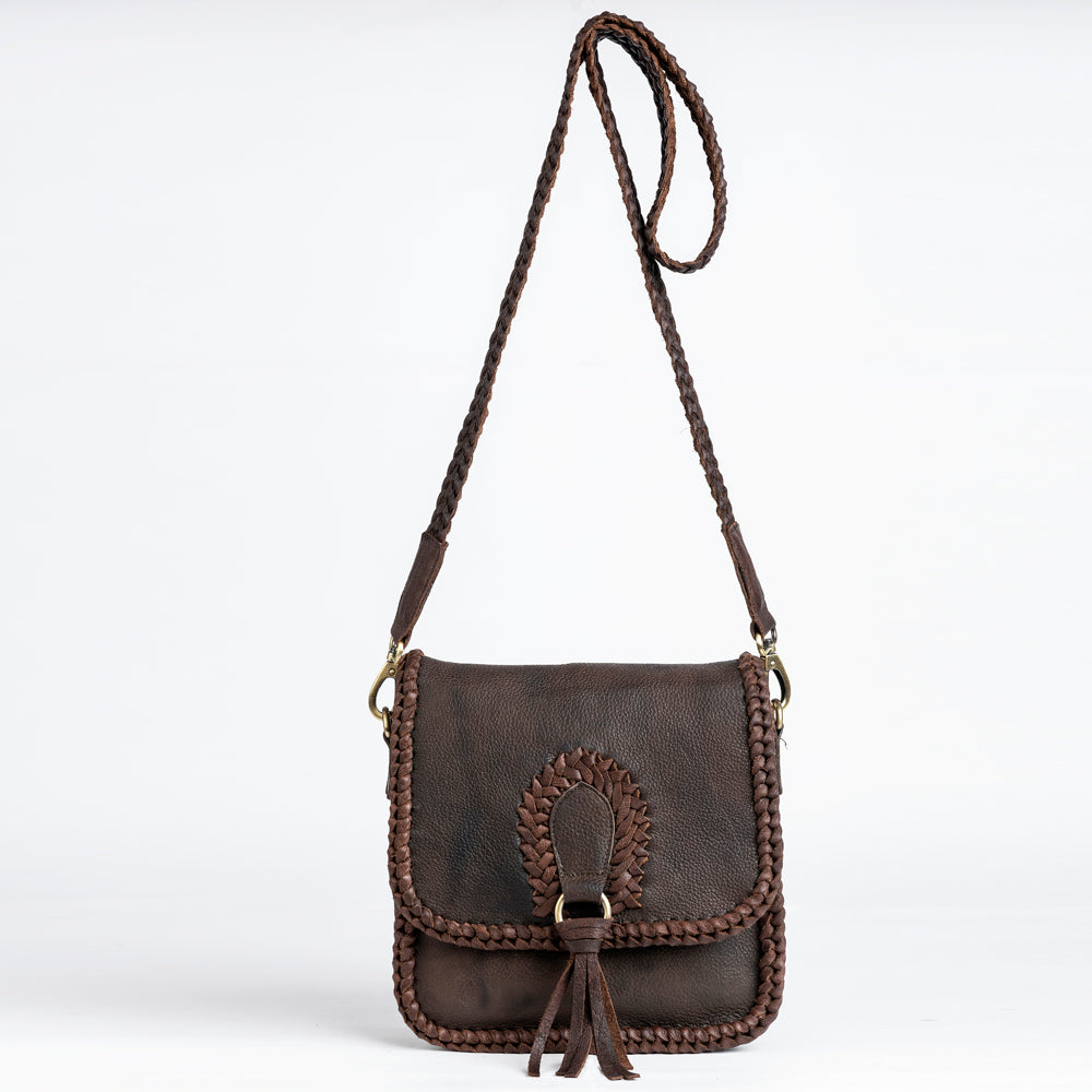 ADBGM260 Braided Leather Crossbody Bag - Western Saddle Stitch Design