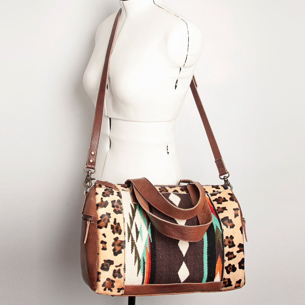 ADBG1000 American Darling Western Leather Duffel Bag Hair-On Cowhide Saddle Blanket