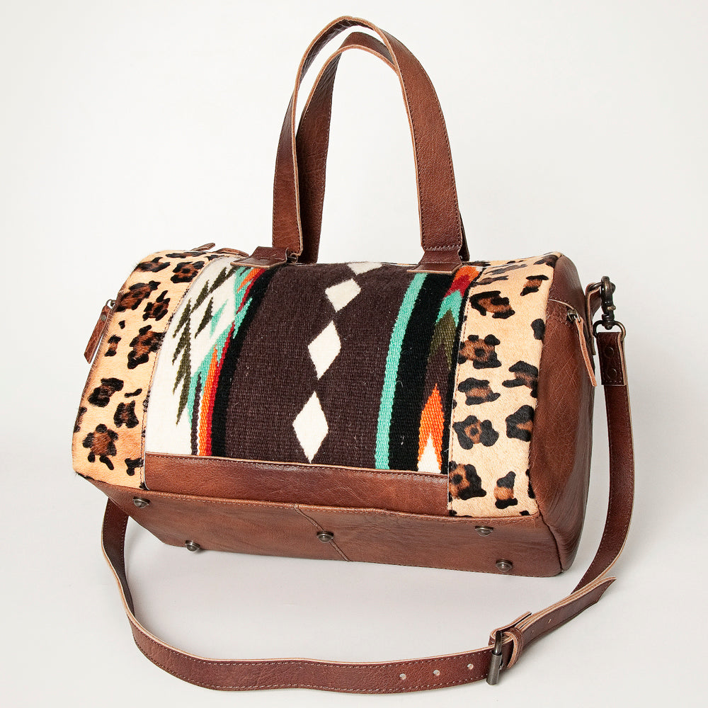 ADBG1000 American Darling Western Leather Duffel Bag Hair-On Cowhide Saddle Blanket