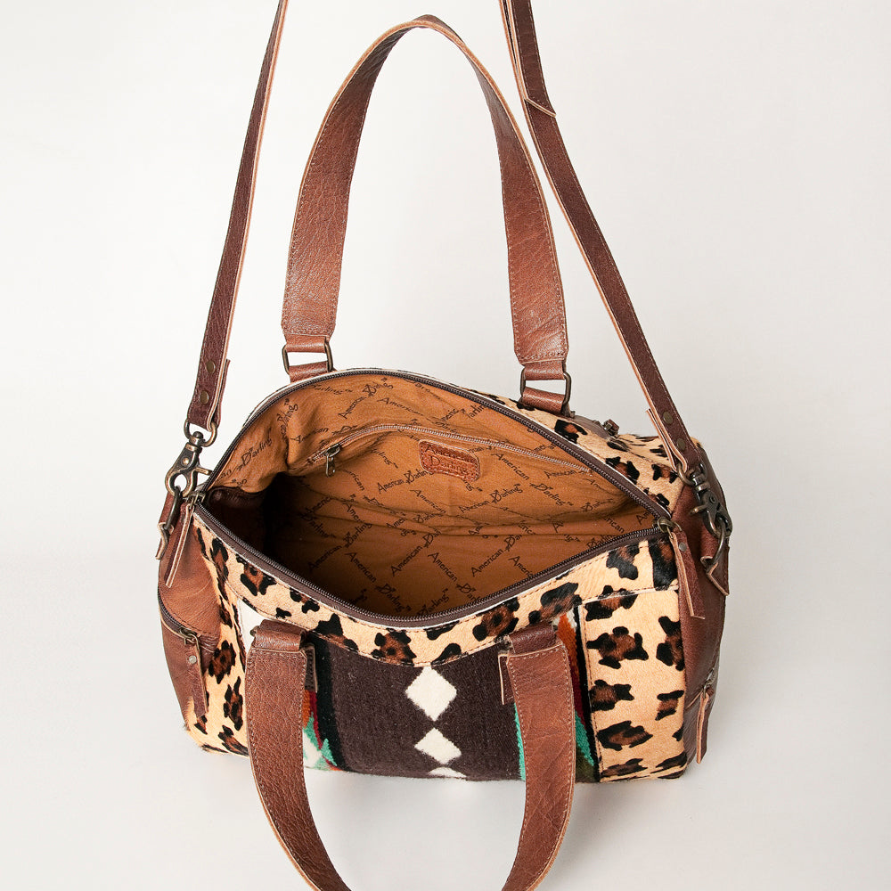 ADBG1000 American Darling Western Leather Duffel Bag Hair-On Cowhide Saddle Blanket